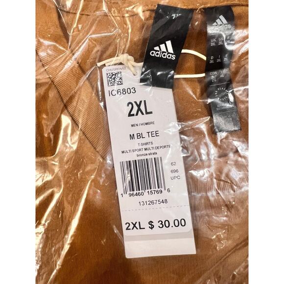 NEW Adidas Brandlove Tee Men’s Size 2XL Bronze Strata Logo Shirt IC6803 - Picture 5 of 7